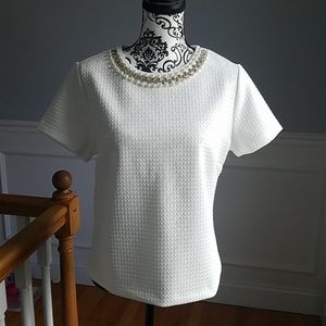 Adrienne Vittadini short sleeve off white top-L